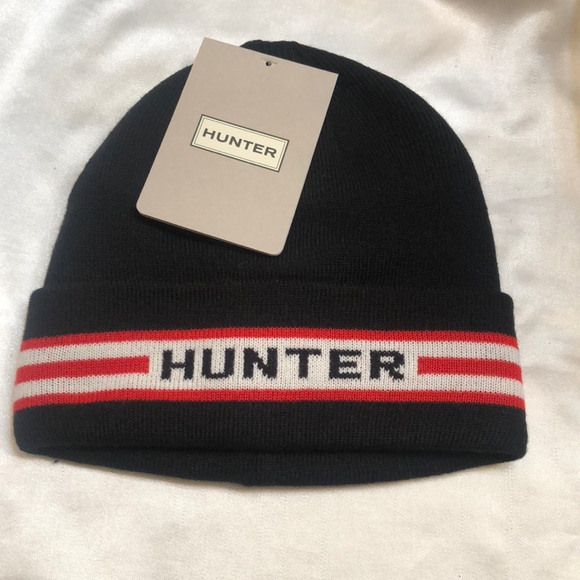 Hunter Branded Striped Cuffed Beanie Hat Color Black Multi One Size NWT - Picture 12 of 14